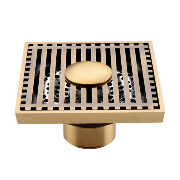 Brushed Gold Shower Linear Drain Rectangular Floor Drain