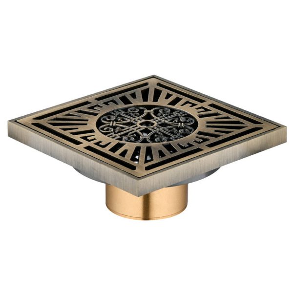 Copper 4 Inch Square Shower Drain Bathroom Brass Floor Drain