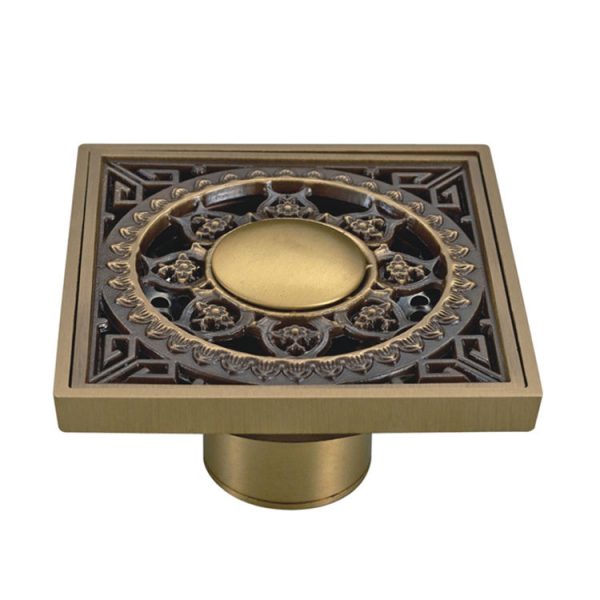 China Supplier Antique Brass Anti odor Toilet Balcony Square Floor Drain