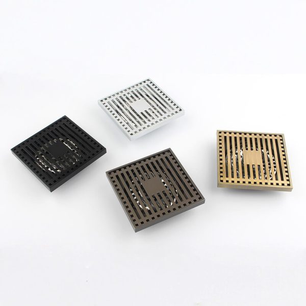 Wholesale Kitchen Copper Floor Drain square Stripe Bathroom