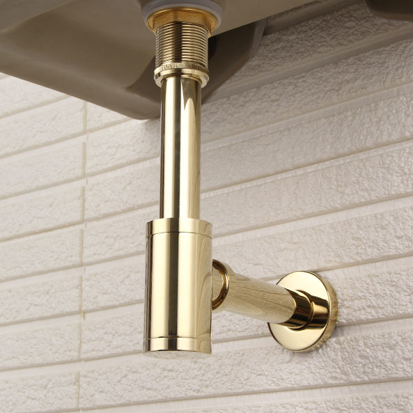 Gold Bathroom Kitchen Cast P Drainer Trap Brass Bottle Trap