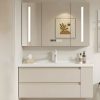 MP BC 10106 Solid Wood Mirror Cabinet White Rock Slab Ceramic Wash Basin