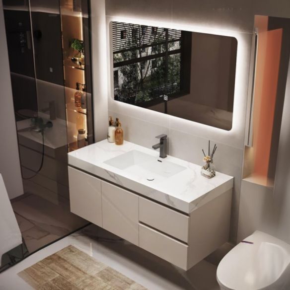 Modern Design Lacquer Handless Sink Cabinet Wall Mounted Bathroom Vanities