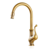 MP KF 10105 Antique Kitchen Faucet Ornate Curved Brass Kitchen Sink Faucet