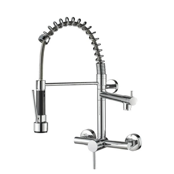 High Quality Chrome Spring Kitchen Sink Faucet with Pull Sprayer