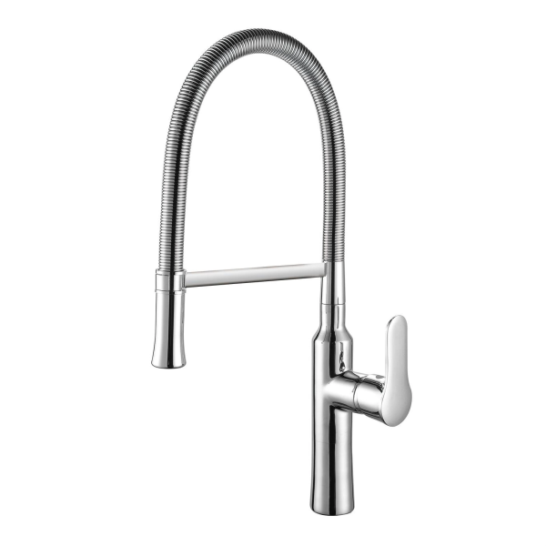 Pull Out Contemporary Deck Mounted High Arc Spring Kitchen Faucet