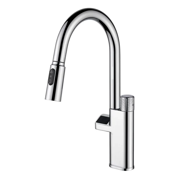 Single Hole Digital Smart Touch Kitchen Faucet Tap with Pull Down Sprayer