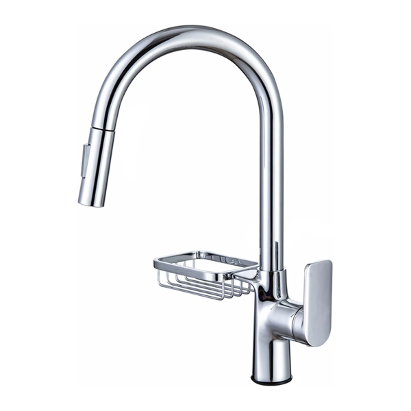 Brass Hot Sales Pull Down Kitchen Faucet With Sprayer and Soap Basket
