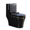 MP OP 1036 One Piece Siphoinc Flushing Black Gold Bathroom Toilet