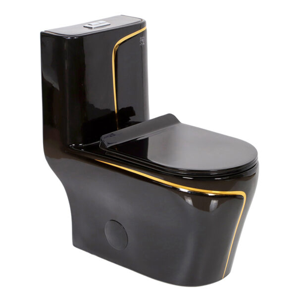 MP OR 216 China Factory Ceramic Floor Mounted Toilet Electroplating Golden Toilet Dual Gold Line Toilet