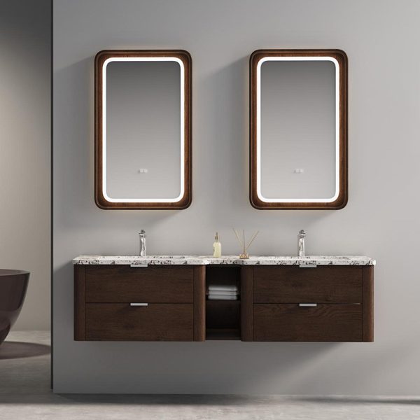Modern European Wall Mounted Wood Bathroom Vanity Set