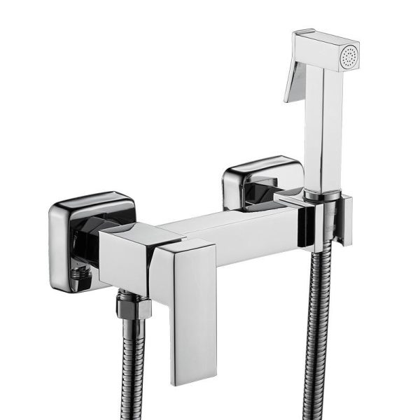 Chrome Bidet Faucet Hot and Cold Water Faucet Handheld Bidet Shower Set
