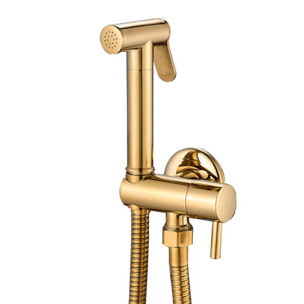 Gold Brass Toilet Bidet Hand Sprayer with Angle Valve
