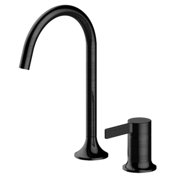 Manufacturer Supply Single Handle Basin Mixer Tap Black Deck Mounted Thermostatic Brass Basin Faucet