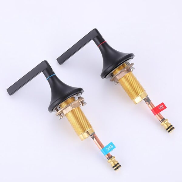 China Faucet Manufacturer and Supplier Matt Black 2 Handle Brass Bathroom Sink Faucet 3 Hole Desk basin faucets – Bild 15