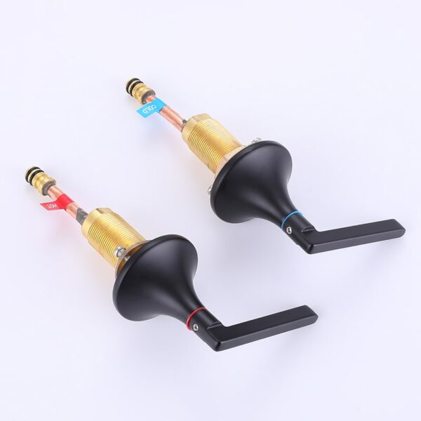 China Faucet Manufacturer and Supplier Matt Black 2 Handle Brass Bathroom Sink Faucet 3 Hole Desk basin faucets – Bild 16