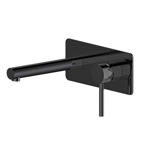 Matt Black Finished Wall Mounted Brass Faucet Hot and Cold Wash Basin Mixer Taps