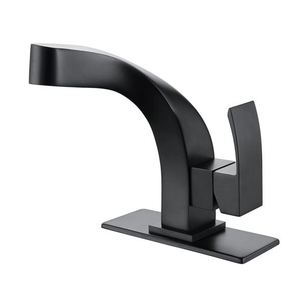 Matt Black Solid Brass Taps Deck Mounted Hot and Cold Water Faucet for Bathroom Kitchen Zinc Basin Wash Basin Hand Wash Tap