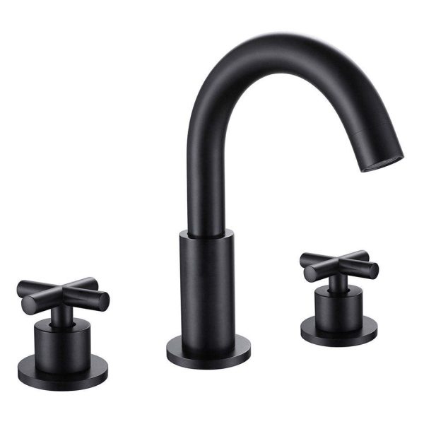 Matte Black Dual Handles Round Body Lavatory Tap Basin Toilet Washroom Bathroom Faucet
