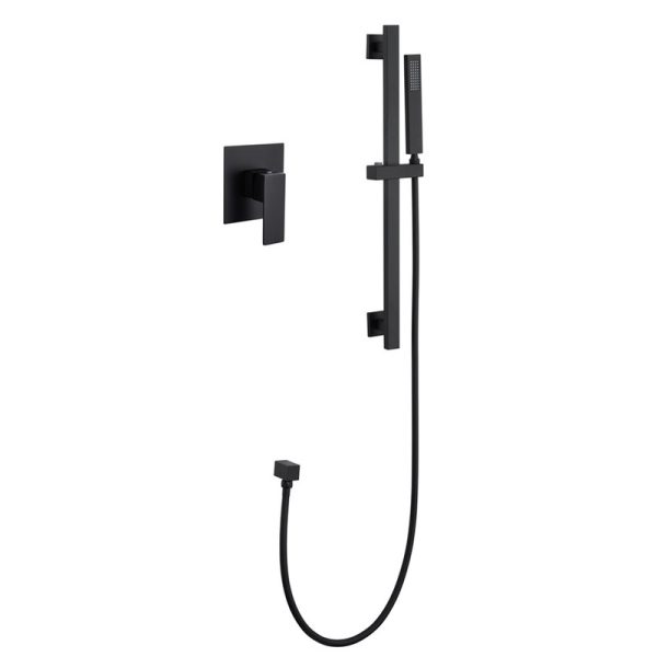 Matte Black Exposed Shower Set Soft Rain Spray Bathroom Recessed Wall Concealed Hotels-Soft Touch Concealed Hotel Rain Set