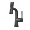 Robinet de lavabo de salle de bain moderne noir mat avec bec rotatif en cascade 6 pièces