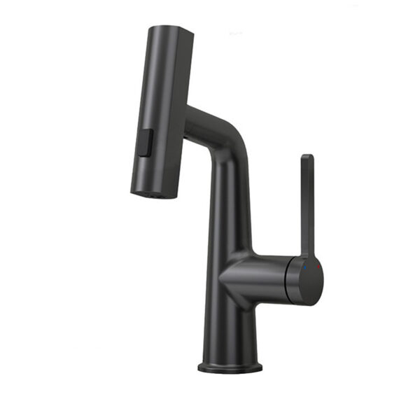 Matte Black Modern Pull Out Bathroom Sink Faucet with Waterfall Rotating Spout 6 副本