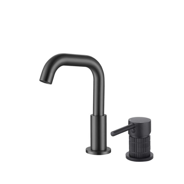 Matte Black One-Handle Two-Hole Modern Waterfall Bathroom Sink Faucet Hot and Cold Basin Faucets