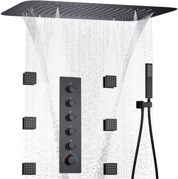 Matte Black Shower System Multifunctional Shower Jets Body System 5 Functions Shower Faucet Set
