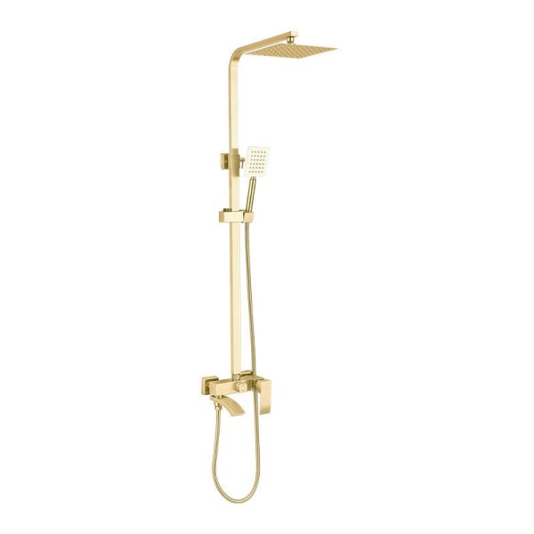 Matte Black Thermostatic Rainfall Shower Faucet Set Brass with Polished Surface and Ceramic Valve Core for Bathroom