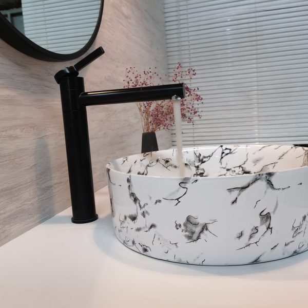 Modern Art Deco Ceramic Hand Wash Basin for Hotel Bathroom Projects-Countertop Washroom Application Bath Sink