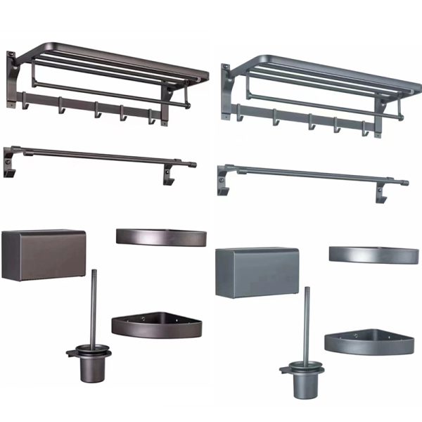 Modern Bathroom Luxury 6 Pieces Sets Decor Hardware Aluminum Washroom Accessories Bathroom Accessories Sets