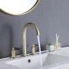 Modern Bathroom Sink Faucet 3 Holes Brushed