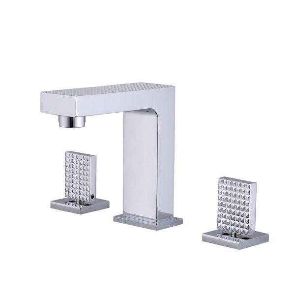 Modern Chrome Finished Brass Bathroom Faucet 8'' Widespread Wash Sink Faucet 3-Hole Dual Handle Hot Cold Water Basin Mixer Tap
