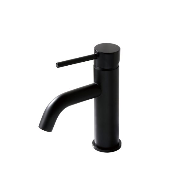 Modern Deck Mounted Hot Cold Water Tap Single Handle Black Finished Brass Bathroom Basin Sink Faucet
