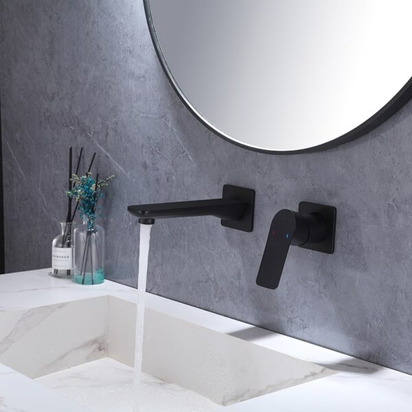 Wholesale Modern Design Bathroom Wall Mounted Metal Concealed Basin Mixer Tap Brass Wash Basin Faucets - Image 3