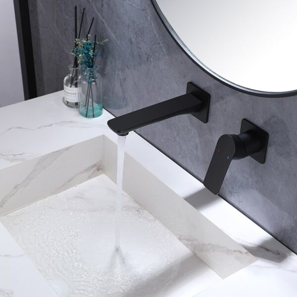 Wholesale Modern Design Bathroom Wall Mounted Metal Concealed Basin Mixer Tap Brass Wash Basin Faucets - Image 4