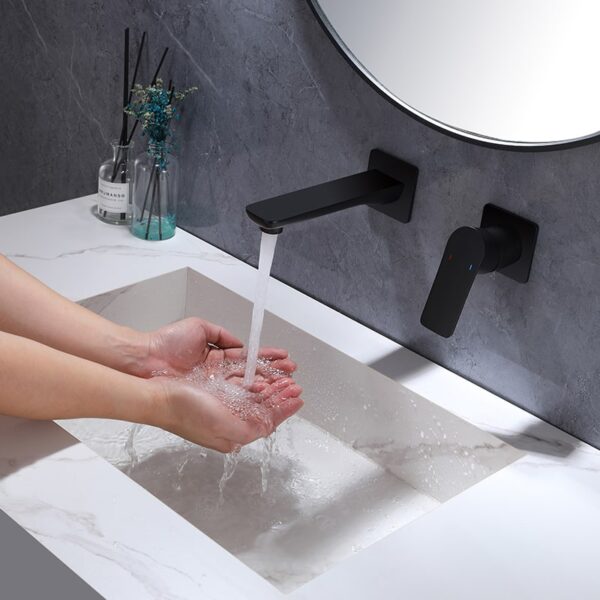 Wholesale Modern Design Bathroom Wall Mounted Metal Concealed Basin Mixer Tap Brass Wash Basin Faucets - Image 5