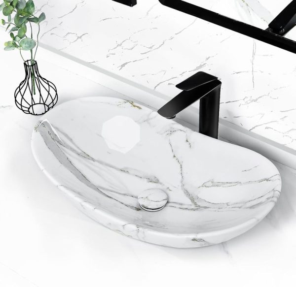 Modern Design Luxury Boat Shape Vessel Sink Above Counter Basin White Ceramic Art Sinks Bowl Washbasin