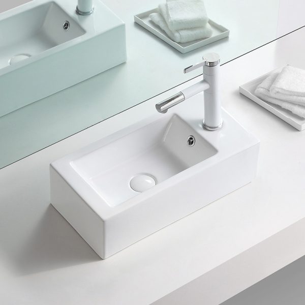 Modern Design Newly Released White Ceramic Hand Washing Basins Rectangular Shape Sink for Small Bathroom
