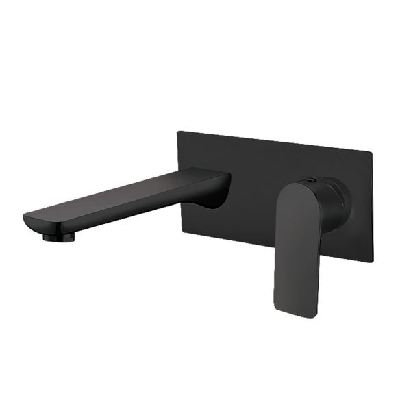 Modern Design Wall Mounted Matt Black Basin Tap Panel Brass Bathroom Hand Wash Brushed Basin Tap