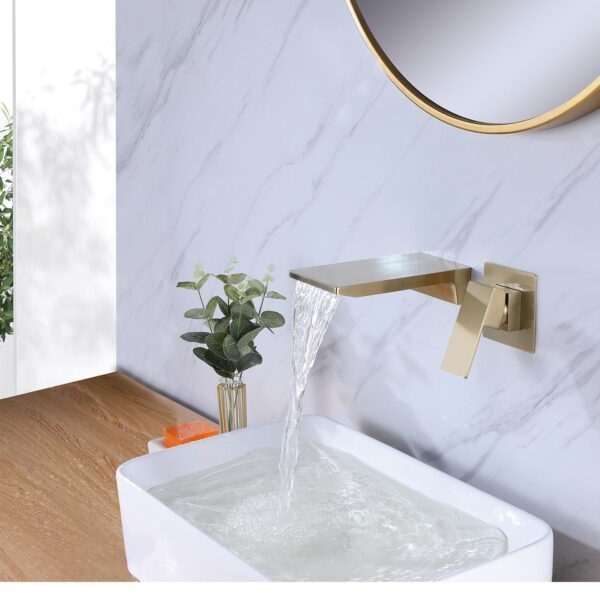 Modern Design Waterfall Wall Mounted Bathroom Hand Wash Basin Faucets 6