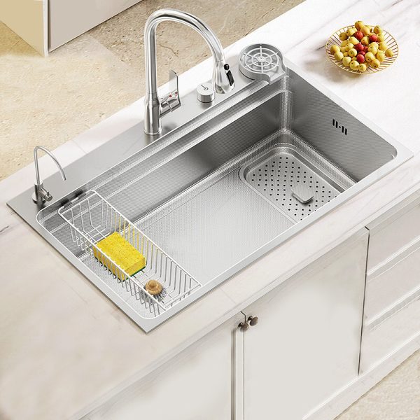 Modern Elegant Gold Sink Single Bowl Faucet Handmade 304 Stainless Steel Square Design Smart Kitchen Accessory with One Hole