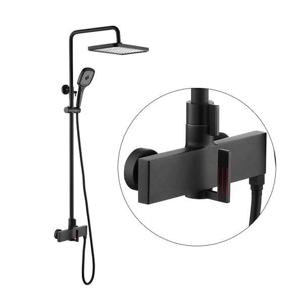Modern Factory Wholesale Brass Shower Set Bathroom Rainfall Matte Black Shower Faucet System