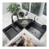 Modern Handmade Black Nano Double Kitchen Sink