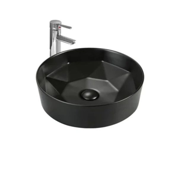 Modern Hot Selling Factory Price Round and Diamond Style Ceramic Countertop Matt Black  Labavo Sink f Wash Basin