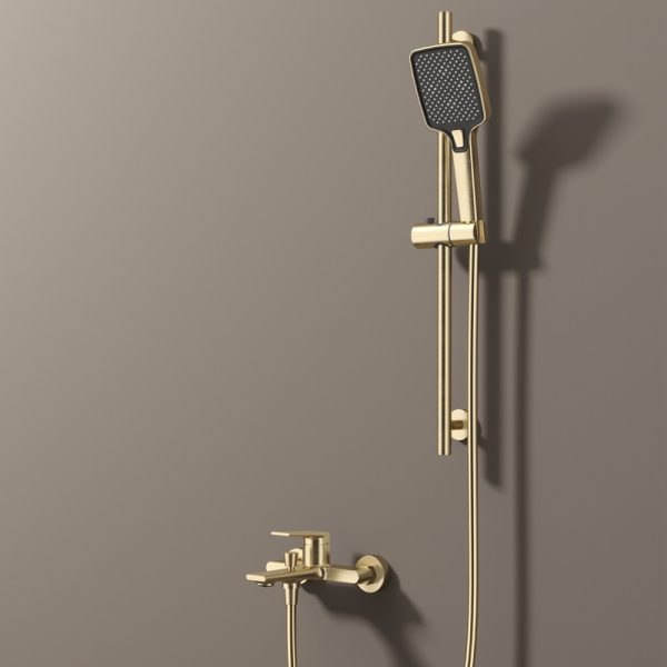 Modern Luxury High Pressure Bathroom Sink Open-Mounted Gold Bath Shower Faucets with Copper High Quality Shower Head Set