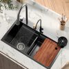 Modern Luxury Single Bowl Waterfall Faucet Sink