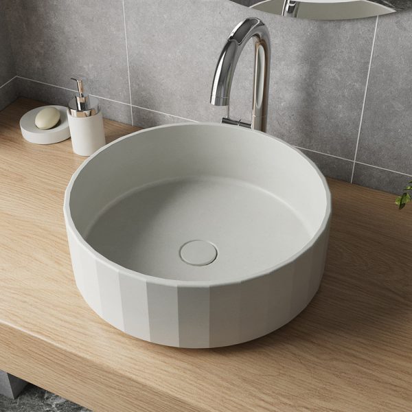 Modern Minimalist Design Concrete Round Basin Polished Bathroom Sink Cement Hand Wash Basin for Bathroom