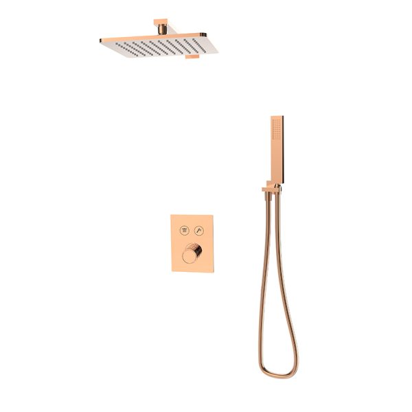 Modern Premium Hotel Bathroom Concealed Thermostatic Mixer Single-Handle Rainfall Shower System in Brass with Ceramic Valve Core