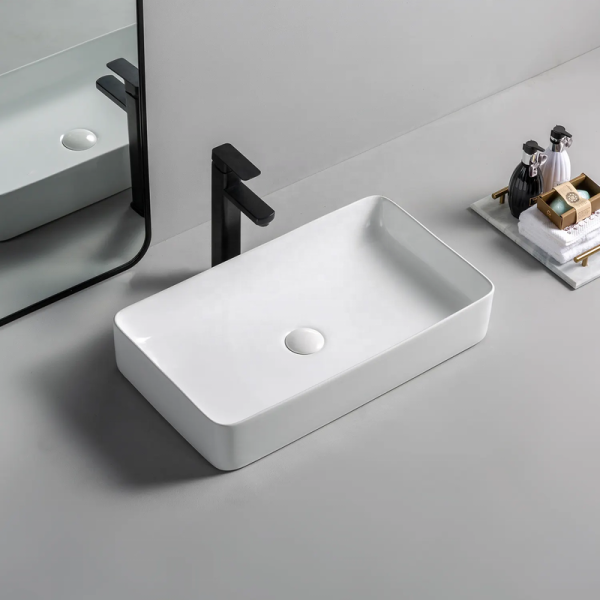 Modern Rectangular Ceramic Hand Wash Sink New Design Matte Black White Bathroom Basin